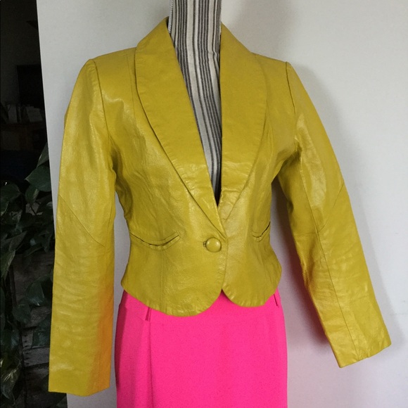 metrostyle Jackets & Blazers - 🎯SOLD🎯 Yellow Metrostyle Leather jacket 6